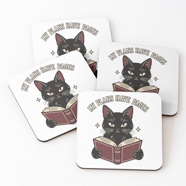 Item preview, My Plans Have Pages Black Cat Book Lover Design designed and sold by Doodle Souq.
