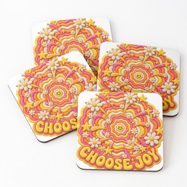 Item preview, Embroidered Choose Joy Smiley — Retro Psychedelic Happiness Portal designed and sold by Emoji Emblems.