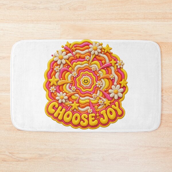 Item preview, Embroidered Choose Joy Smiley — Retro Psychedelic Happiness Portal designed and sold by Emoji Emblems.