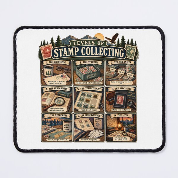 Item preview, Levels of Stamp Collecting - Funny Philately Collector Evolution Chart designed and sold by Neurospicy Trolls.