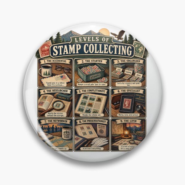 Item preview, Levels of Stamp Collecting - Funny Philately Collector Evolution Chart designed and sold by Neurospicy Trolls.