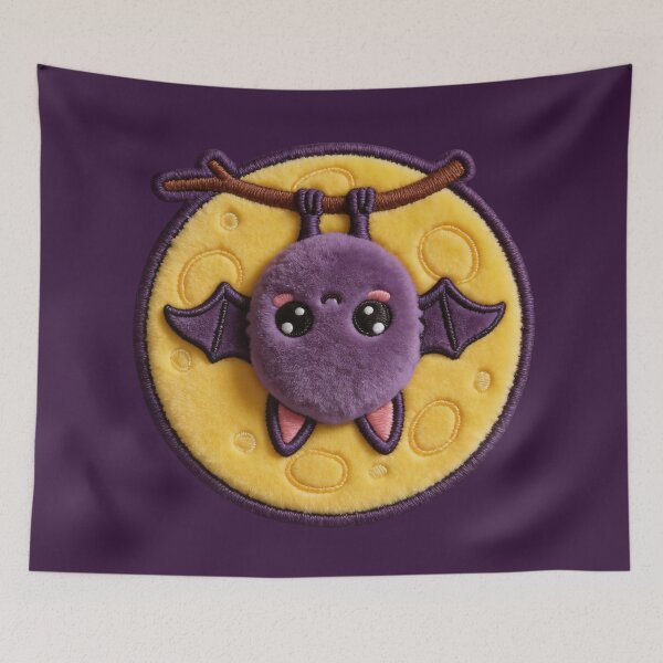 Item preview, Kawaii Bat Moon - Spooky Cute Plushie Patch Style designed and sold by thelexiverse.