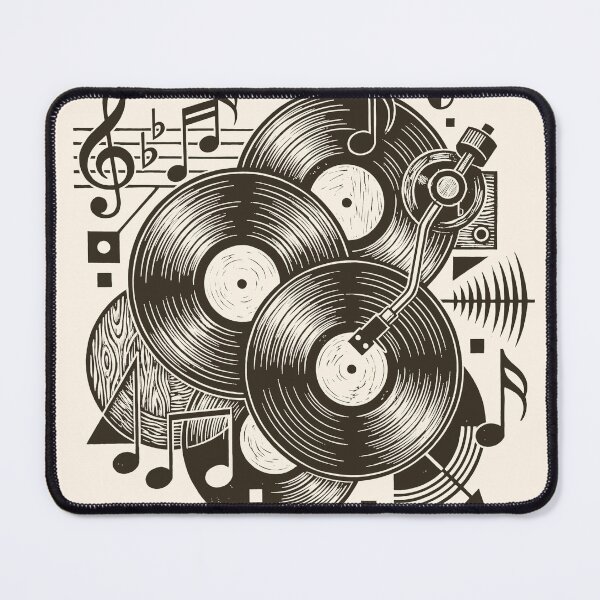 Item preview, Vinyl Record Stack Music Woodcut Linocut Art designed and sold by KiwiRider.