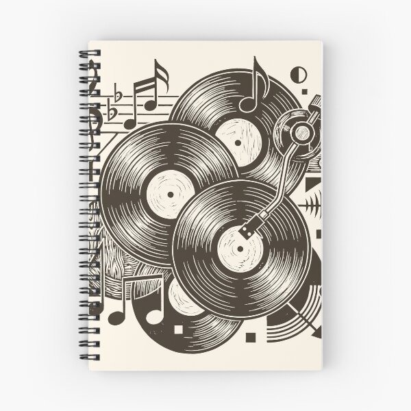 Item preview, Vinyl Record Stack Music Woodcut Linocut Art designed and sold by KiwiRider.