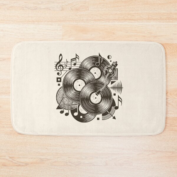 Item preview, Vinyl Record Stack Music Woodcut Linocut Art designed and sold by KiwiRider.