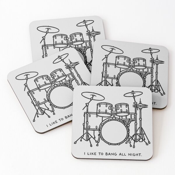 Item preview, I Like To Bang All Night - Humorous Drum Kit Illustration designed and sold by ThreadRiotTees.