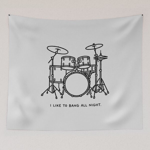 Item preview, I Like To Bang All Night - Humorous Drum Kit Illustration designed and sold by ThreadRiotTees.