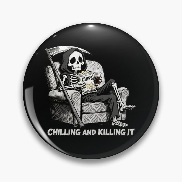 Item preview, Chilling and Killing It Skeleton Halloween Illustration designed and sold by Uglyandcute.