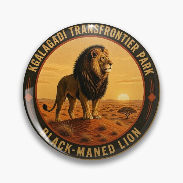 Item preview, Kgalagadi Black‑Maned Lion Badge – Kalahari Wildlife Series designed and sold by The Digital Compass.