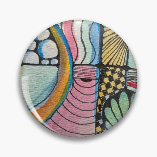Item preview, Pen and Watercolor Abstract Circle Pattern Doodle Art designed and sold by TheCalmingCanvas.