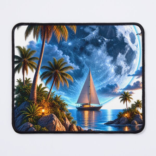 Item preview, Mystic Moon Beach and Sailboat Night Art designed and sold by FutureGarb.