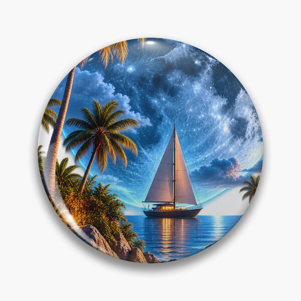 Item preview, Mystic Moon Beach and Sailboat Night Art designed and sold by FutureGarb.