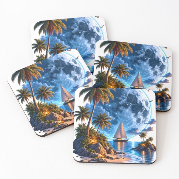 Item preview, Mystic Moon Beach and Sailboat Night Art designed and sold by FutureGarb.