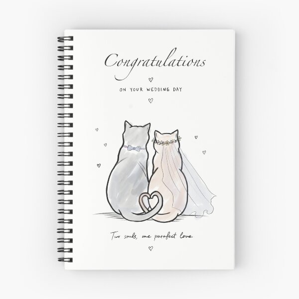 Item preview, Cat Wedding Card – Cute Wedding Cats, Cat Lover Wedding Gift, Two Souls One Purrfect Love designed and sold by MaggesticDesigns.