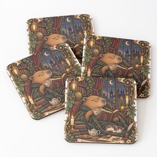 Item preview, he Introvert Tarot Card - Capybara Books Tea No People Vintage Cozy designed and sold by zhivago1980.