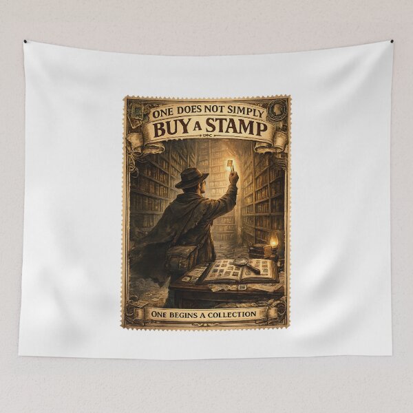 Item preview, One Does Not Simply Buy A Stamp - Vintage Philately Adventure Stamp Art designed and sold by Neurospicy Trolls.