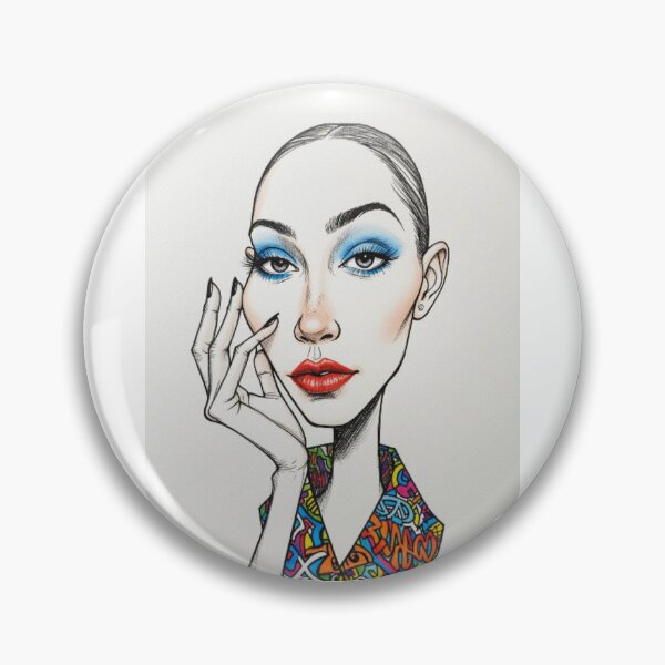 Item preview, Fashion Model Pop Art Portrait Blue Eyeshadow Red Lips designed and sold by  Color & Form.