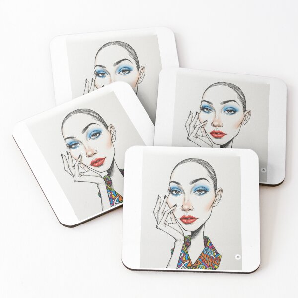 Item preview, Fashion Model Pop Art Portrait Blue Eyeshadow Red Lips designed and sold by  Color & Form.