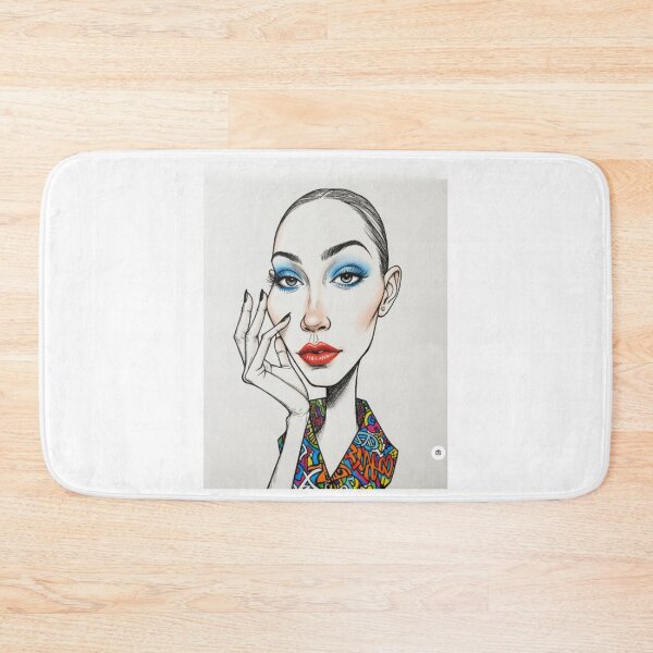 Item preview, Fashion Model Pop Art Portrait Blue Eyeshadow Red Lips designed and sold by  Color & Form.
