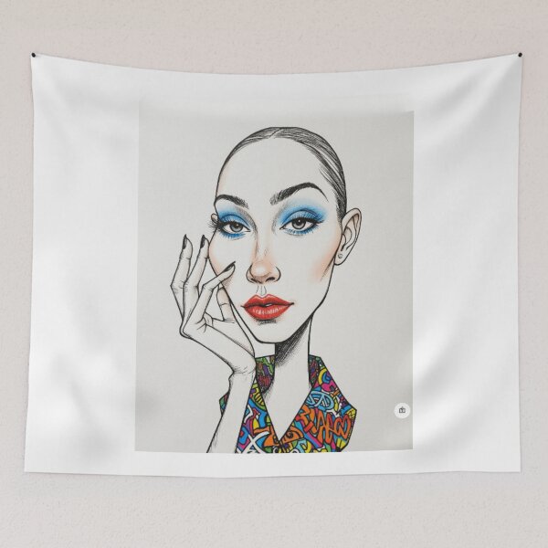 Item preview, Fashion Model Pop Art Portrait Blue Eyeshadow Red Lips designed and sold by  Color & Form.