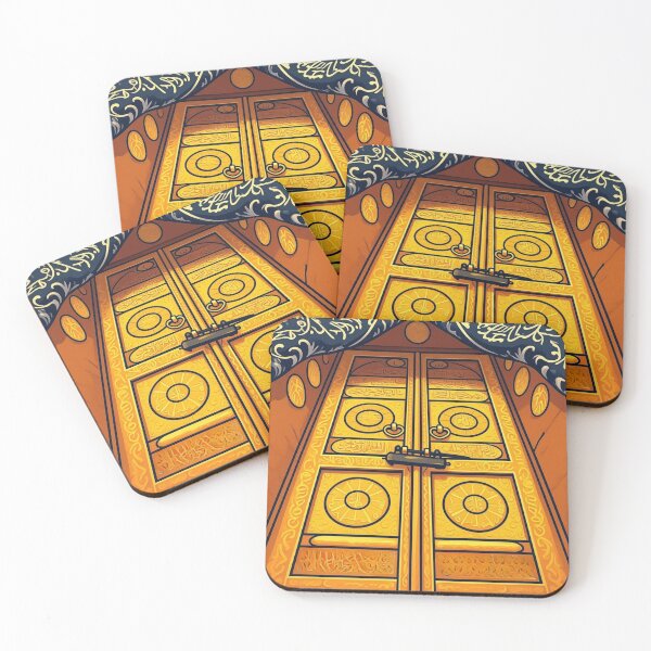 Item preview, Sacred Kaaba Door (V.2) – Golden Door & Kiswa / Makkah Islamic Wall Art designed and sold by D-Islamic.