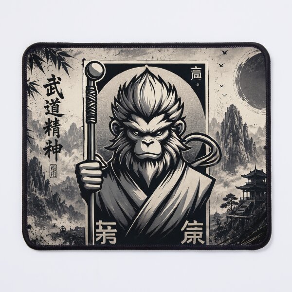 Item preview, Monkey King Martial Arts Warrior | Traditional Chinese Ink Art designed and sold by Fei Long Design Hub.