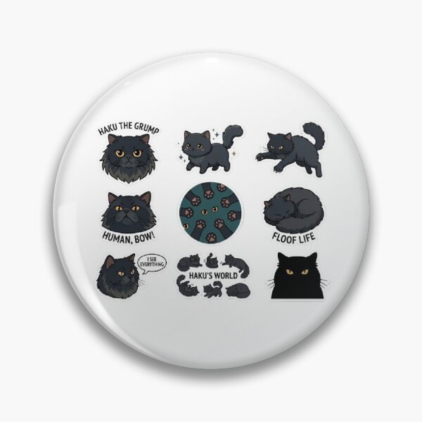 Item preview, Haku The Grumpy Black Cat Sticker Pack - Funny Fluffy Cat Set designed and sold by PetalsPaws.