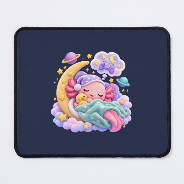 Item preview, Cute Sleeping Axolotl Gamer Crescent Moon designed and sold by WonderPopDesign.
