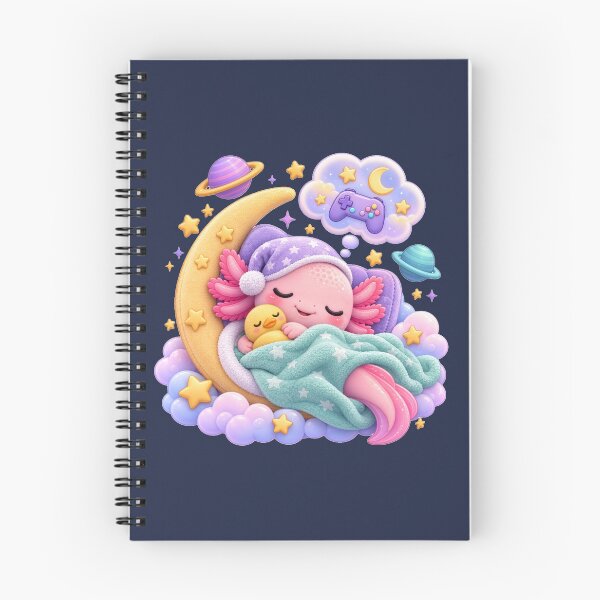 Item preview, Cute Sleeping Axolotl Gamer Crescent Moon designed and sold by WonderPopDesign.