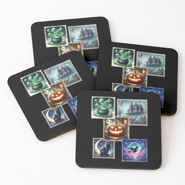 Item preview, Halloween Postage Stamp Pattern – Spooky Vintage Collection designed and sold by Szpaku desart .
