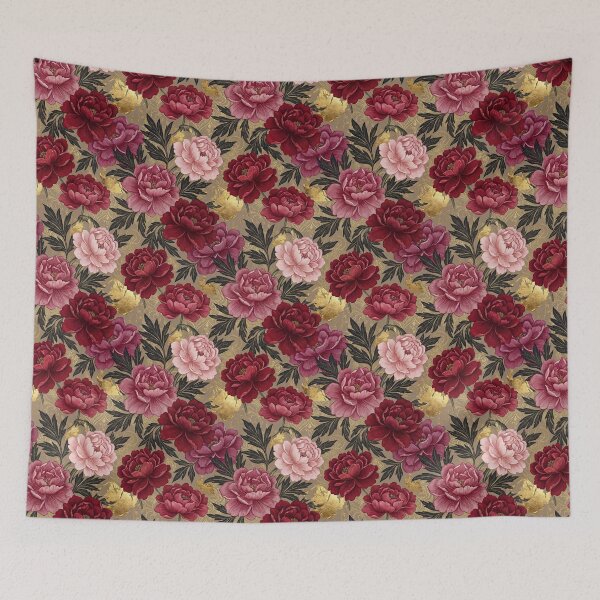 Item preview, Vintage Victorian Crimson Peony Floral Tapestry designed and sold by arteresting-art.