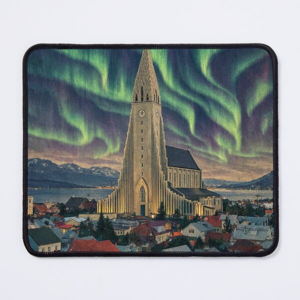 Item preview, Reykjavik Iceland Vintage Travel Poster Northern Lights designed and sold by JIGUWORLD.