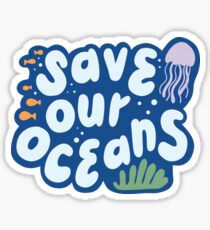 Pegatina Ahorre nuestro océano minimalista ambiental