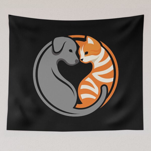 Item preview, Cute Dog And Cat Heart Circular Emblem designed and sold by ZUMERI.