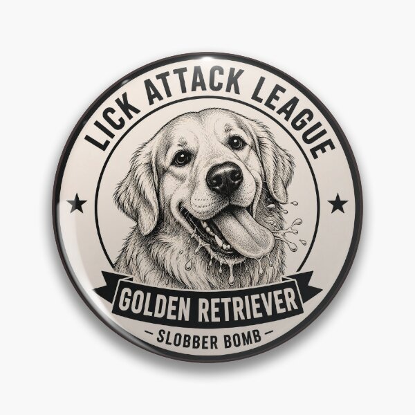 Item preview, Lick Attack League - Golden Retriever - Slobber Bomb/ Funny Golden Retriever Dog Badge Logo  designed and sold by Halejo68.