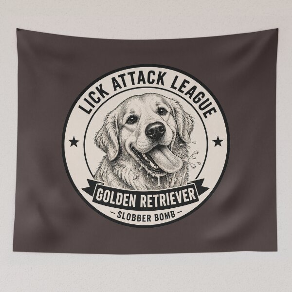 Item preview, Lick Attack League - Golden Retriever - Slobber Bomb/ Funny Golden Retriever Dog Badge Logo  designed and sold by Halejo68.