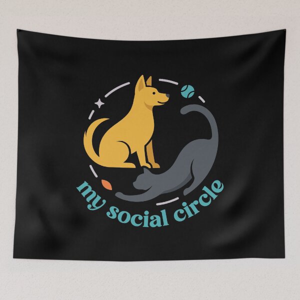 Item preview, My Social Circle | Cute Dog And Cat Vector Badge designed and sold by ZUMERI.