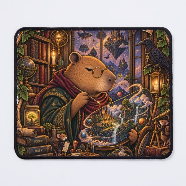 Item preview, The World Builder Tarot Card - Capybara Imagine Create Explore Vintage Fantasy designed and sold by zhivago1980.