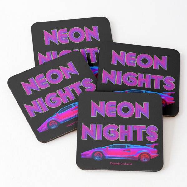 Item preview, Neon Nights Retro Wave Cyber Car with text - New Wave Cold Wave Super Car designed and sold by Elegant Customs.