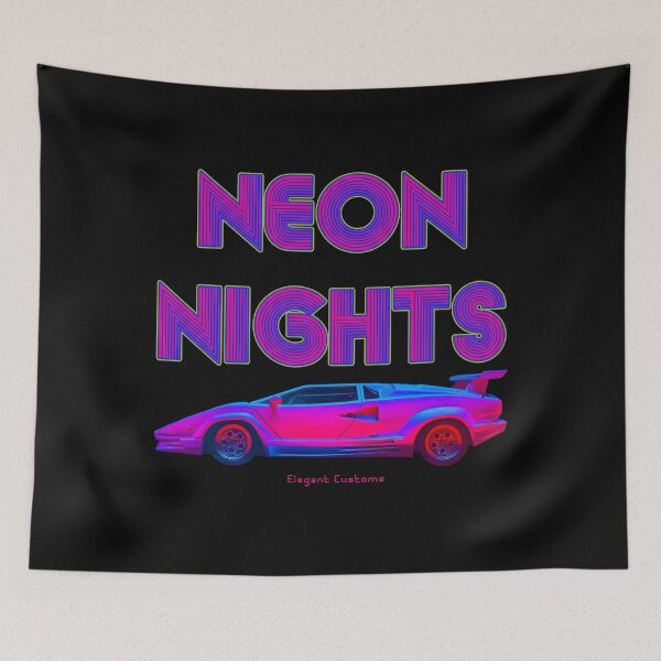 Item preview, Neon Nights Retro Wave Cyber Car with text - New Wave Cold Wave Super Car designed and sold by Elegant Customs.