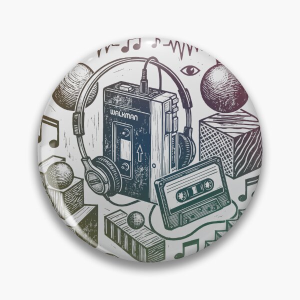 Item preview, Vintage Walkman Cassette Player Woodcut Surreal Art designed and sold by KiwiRider.
