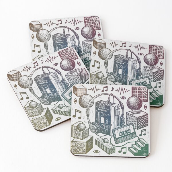 Item preview, Vintage Walkman Cassette Player Woodcut Surreal Art designed and sold by KiwiRider.