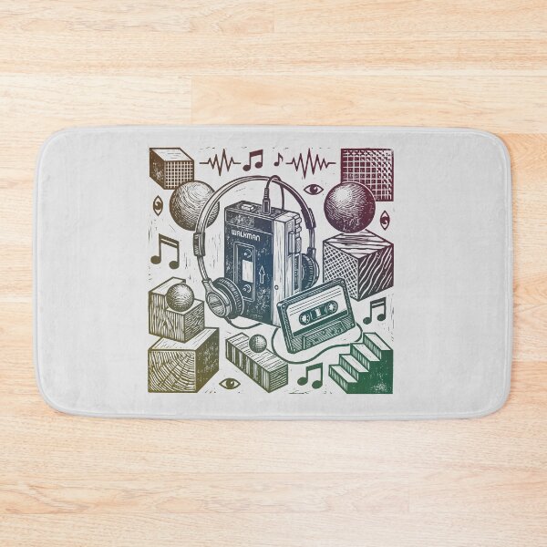 Item preview, Vintage Walkman Cassette Player Woodcut Surreal Art designed and sold by KiwiRider.