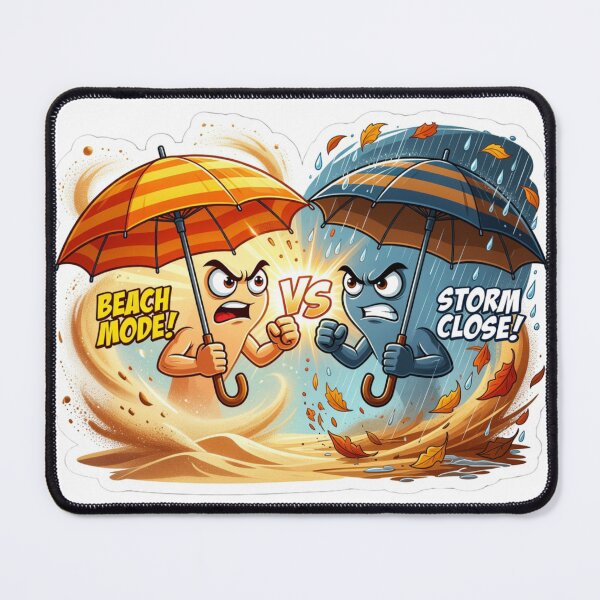 Item preview, Beach Umbrella Versus Rain Umbrella Season Sticker designed and sold by Imaginarium of Chaos falcon88 .