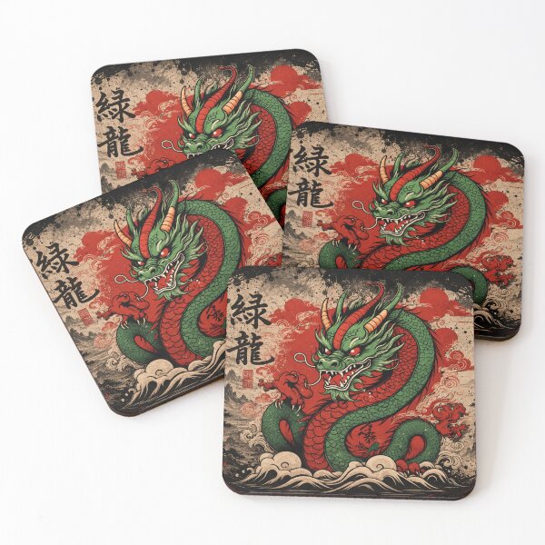 Item preview, Green Dragon Warrior | Traditional Asian Dragon Art designed and sold by Fei Long Design Hub.