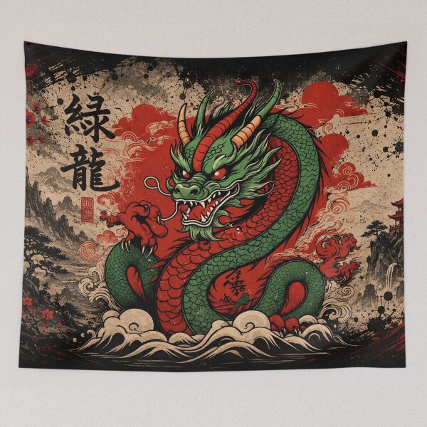 Item preview, Green Dragon Warrior | Traditional Asian Dragon Art designed and sold by Fei Long Design Hub.