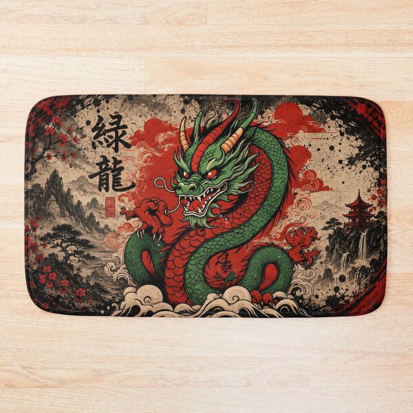 Item preview, Green Dragon Warrior | Traditional Asian Dragon Art designed and sold by Fei Long Design Hub.