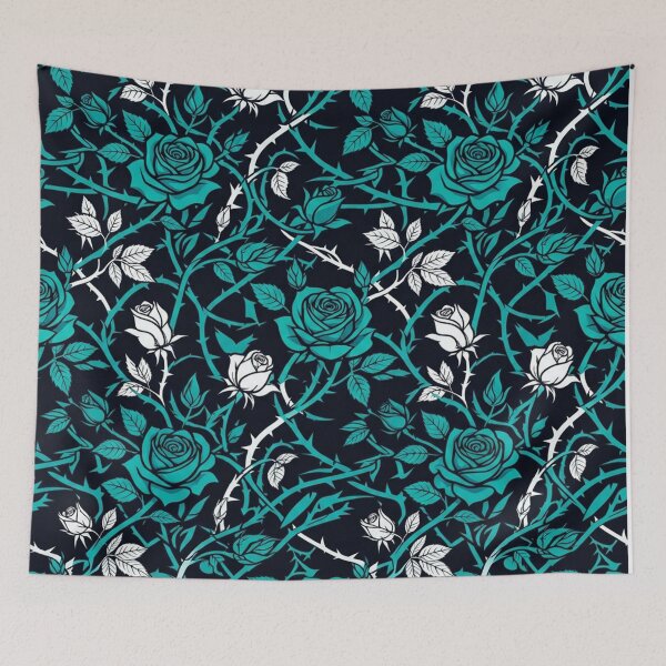 Item preview, Teal Gothic Rose And Thorn Vine Pattern designed and sold by Owcomm.