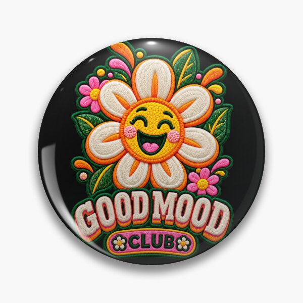 Item preview, Happy Daisy Good Mood Club – Retro Embroidered Smiley Flower designed and sold by Emoji Emblems.