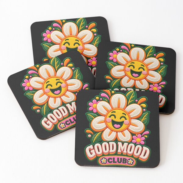 Item preview, Happy Daisy Good Mood Club – Retro Embroidered Smiley Flower designed and sold by Emoji Emblems.
